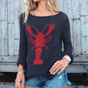 Wooden Ships Lobster Roll Crew Cotton Sweater Top Knit Lightweight Women’s M/L